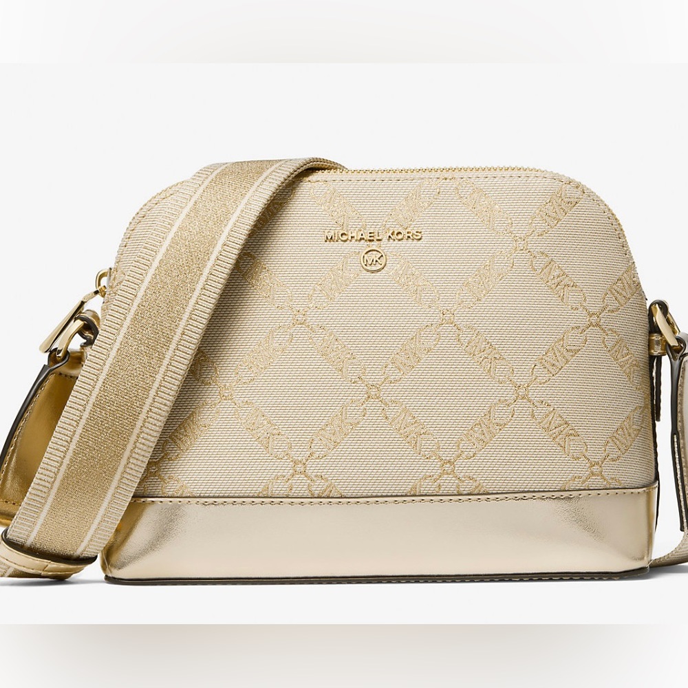 Michael Kors Jet Set Large Metallic Empire Logo Jacquard Dome Crossbody Bag